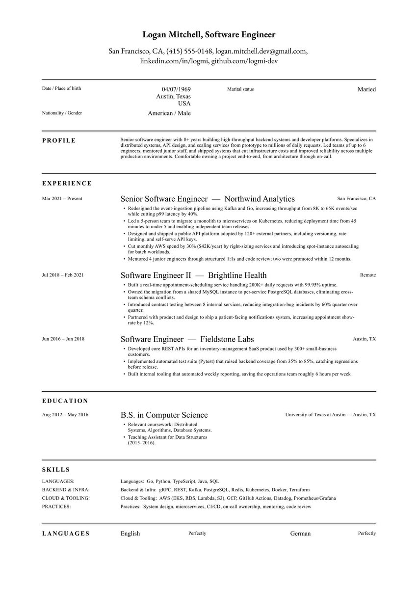 Лондон resume template