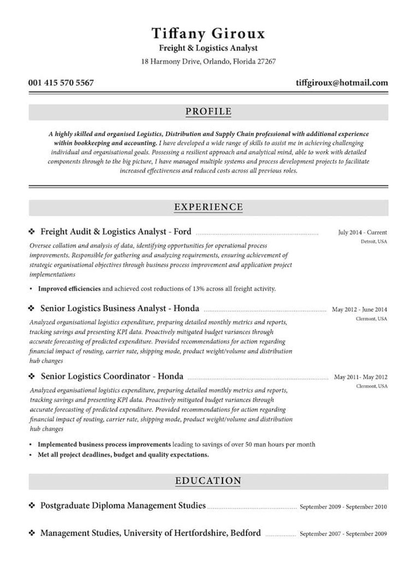 Сантяго resume template